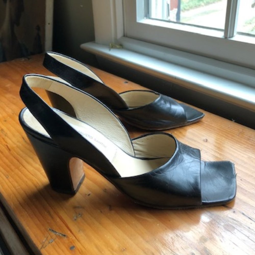 Fausto Santini open-toed black heels